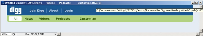 Digg Header Photoshop Tutorial