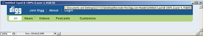 Digg Header Photoshop Tutorial