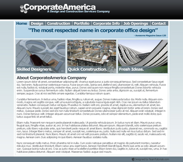 Photoshop Corporate Construction Company Layout