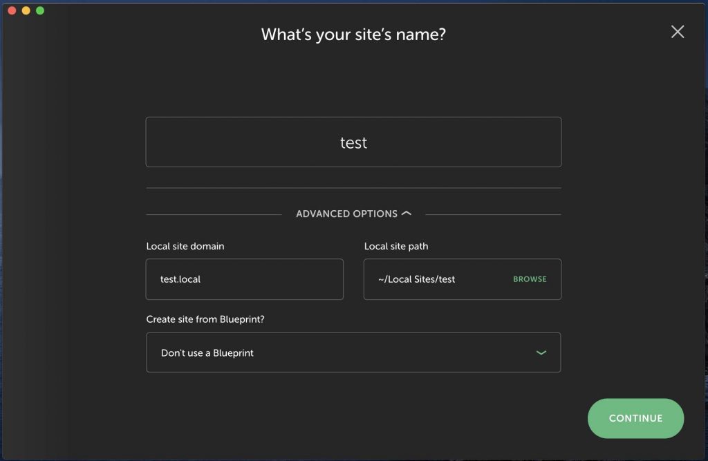 set the new wordpress site options