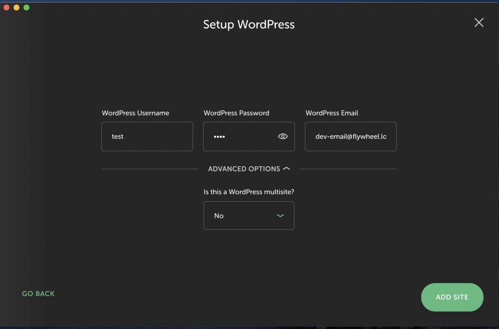 setup the wordpress user