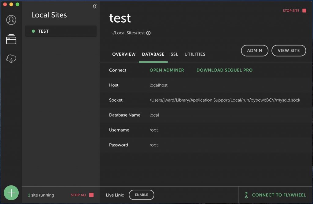 view your database information